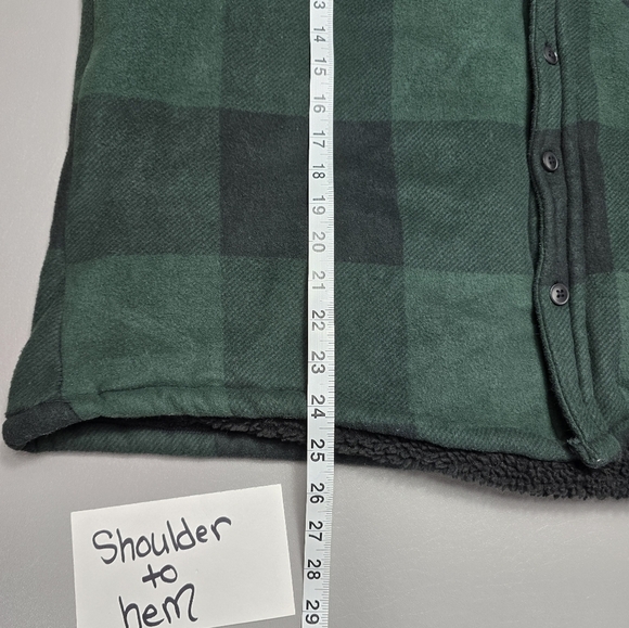 Berkley Jensen Men's green and black plaid sherpa button jacket size XL - Picture 8 of 11